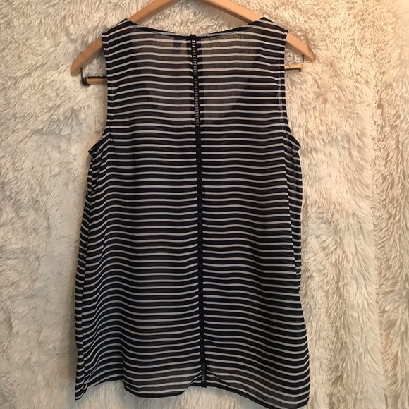 Xhilaration Navy Blue white striped button top - Picture 2 of 5